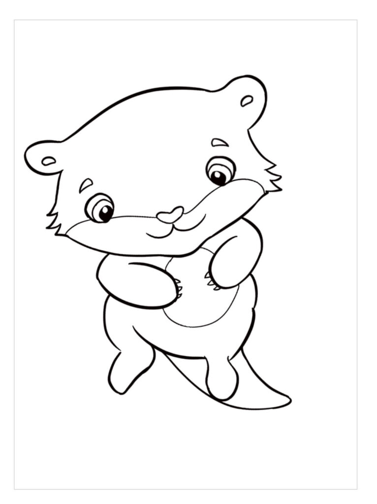 Dibujo Nutria De Mar De Dibujos Animados Lindo Bebe Para Imprimir Y Colorear