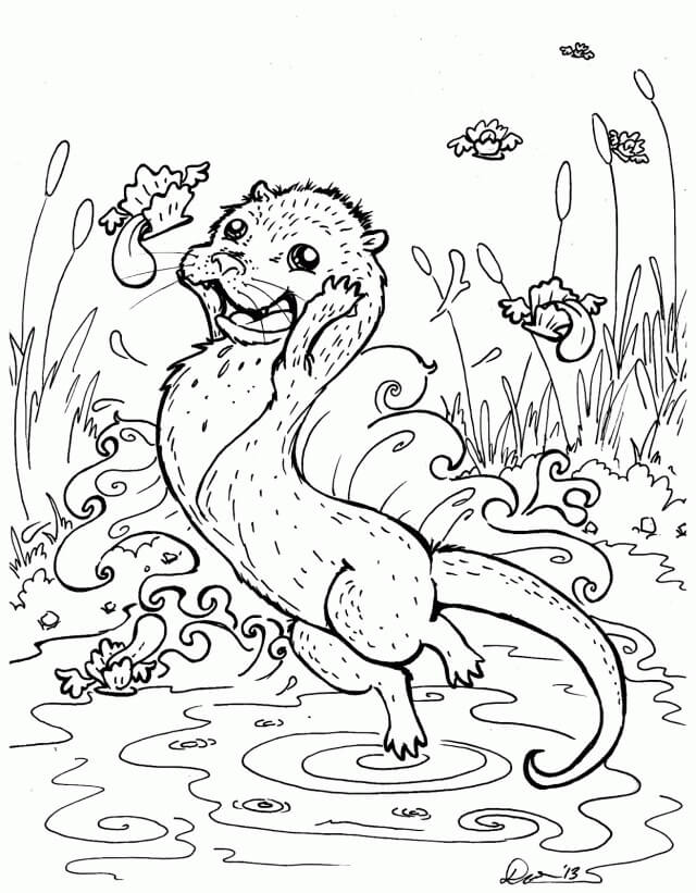 dibujo nutria linda para imprimir y colorear
