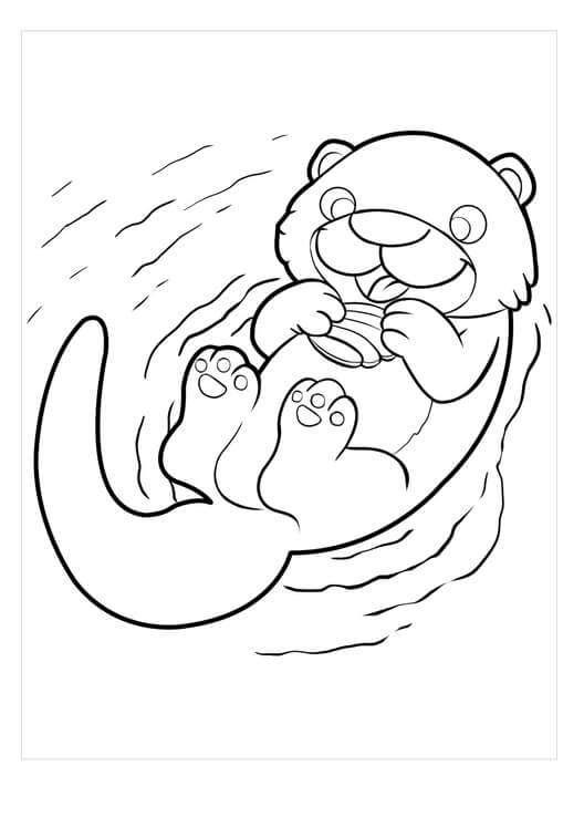 dibujo nutria linda y animal marino para imprimir y colorear