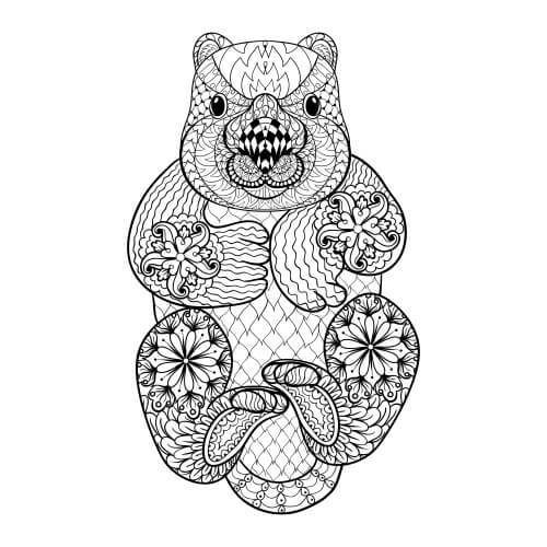 dibujo nutria mandala para imprimir y colorear