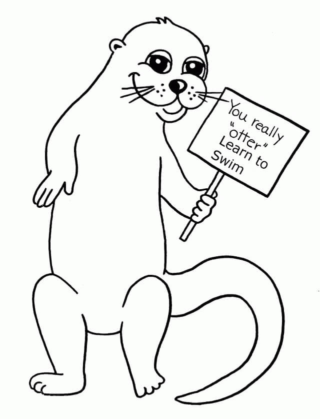 dibujo nutria sonriendo para imprimir y colorear