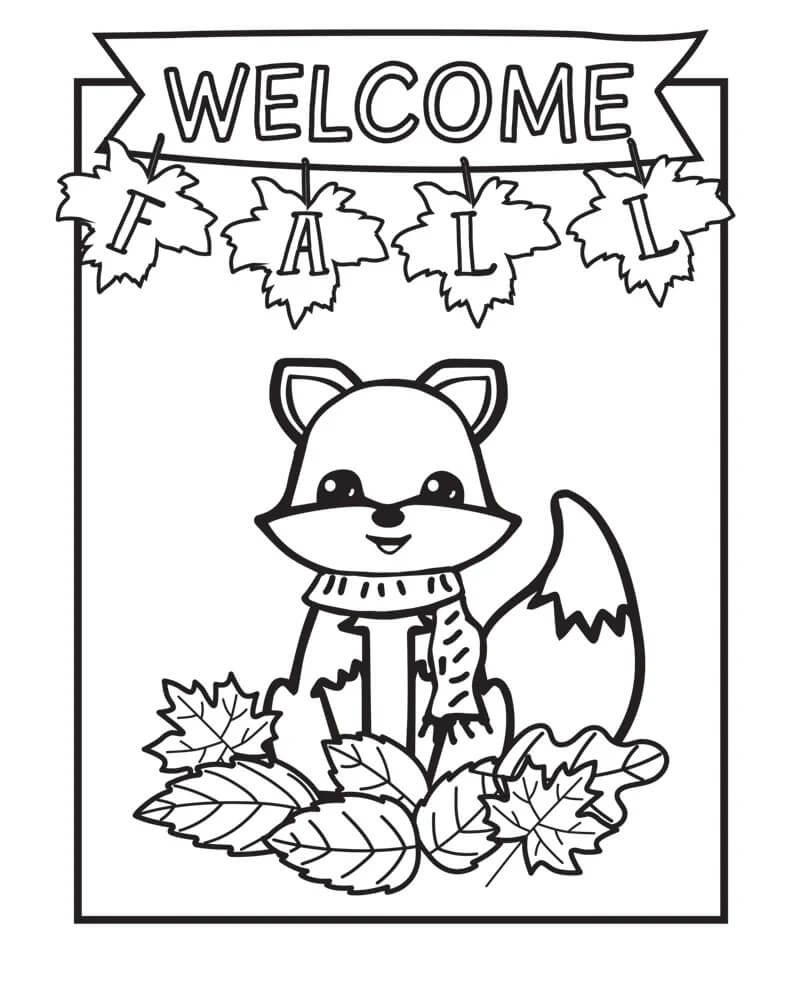 dibujos bienvenido otono para colorear