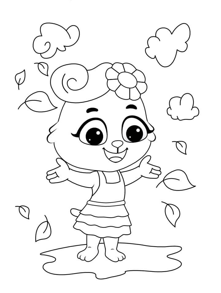 dibujos divertido rubi en otono para colorear