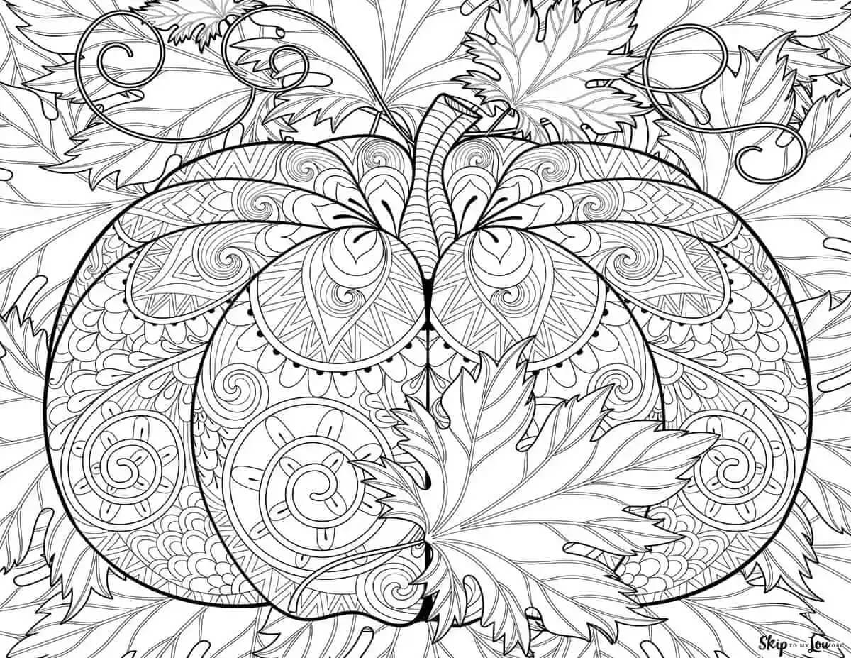 dibujos mandala calabaza en otono para colorear