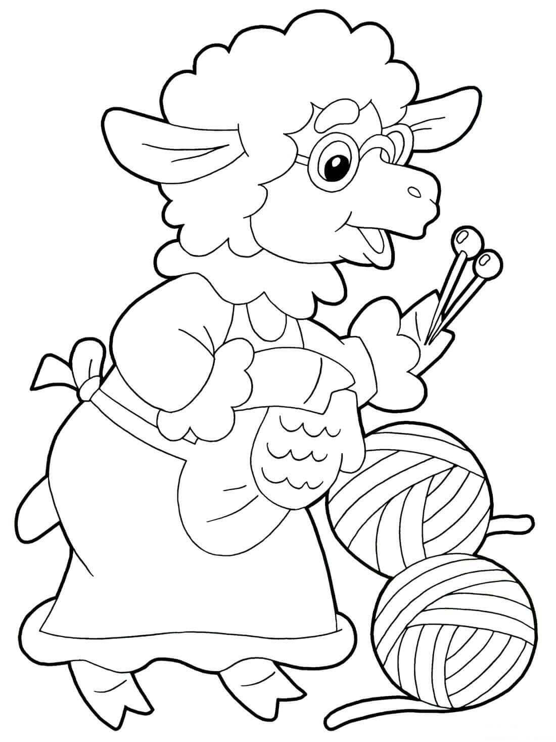 dibujo abuela oveja para imprimir y colorear