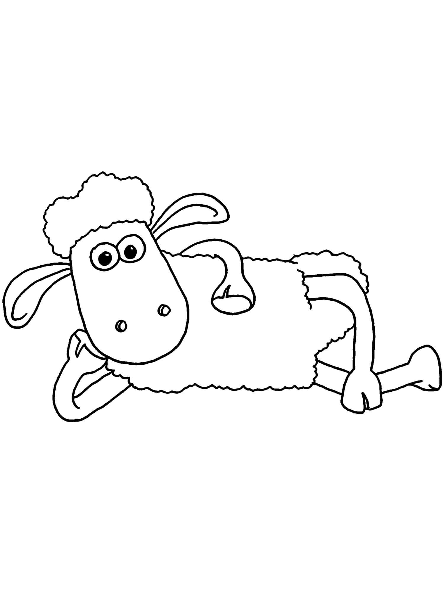 dibujo la oveja shaun tumbada para imprimir y colorear