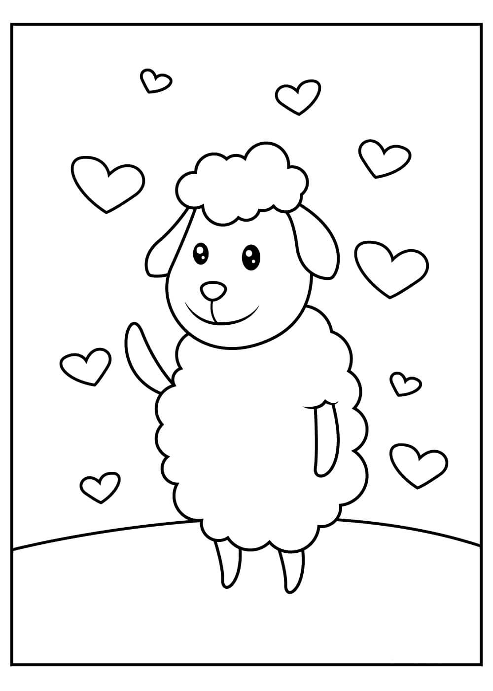 dibujo oveja de pie para imprimir y colorear