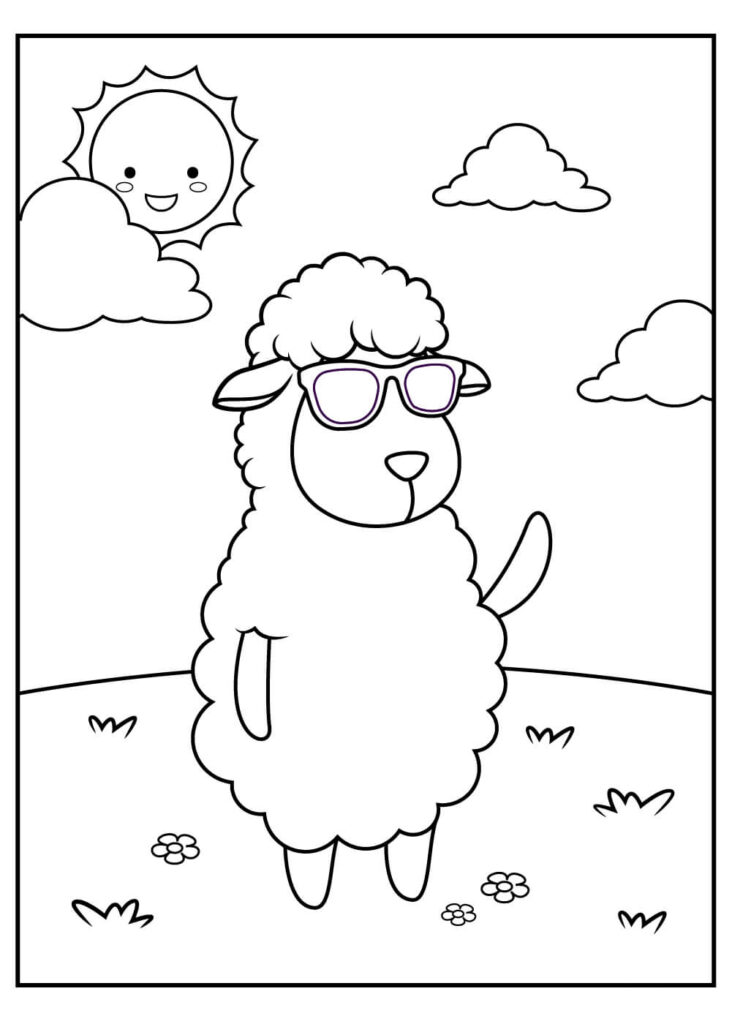 Dibujo Oveja Fresca De Pie Para Imprimir Y Colorear