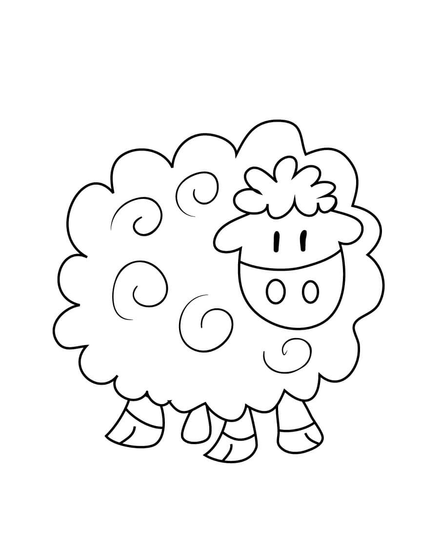 dibujo oveja sentada para imprimir y colorear