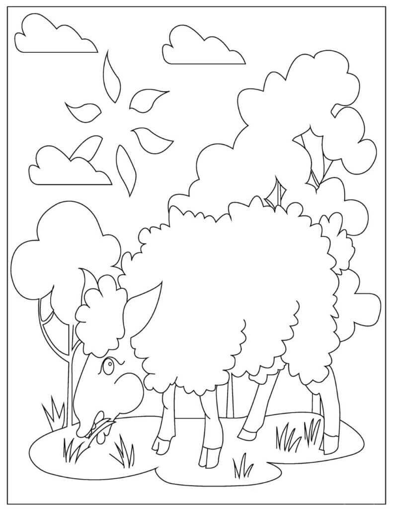 dibujo ovejas adorables para imprimir y colorear