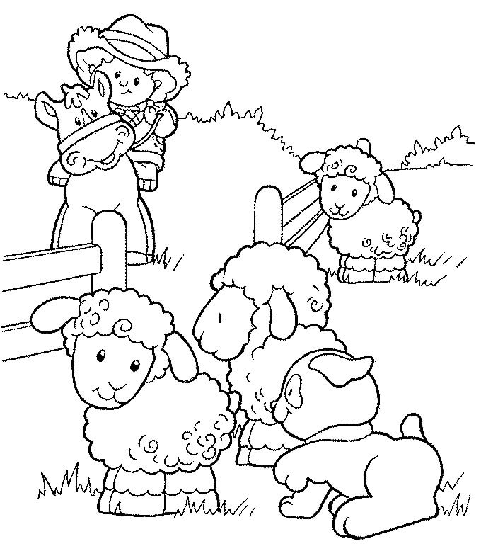 dibujo ovejas comiendo hierba para imprimir y colorear
