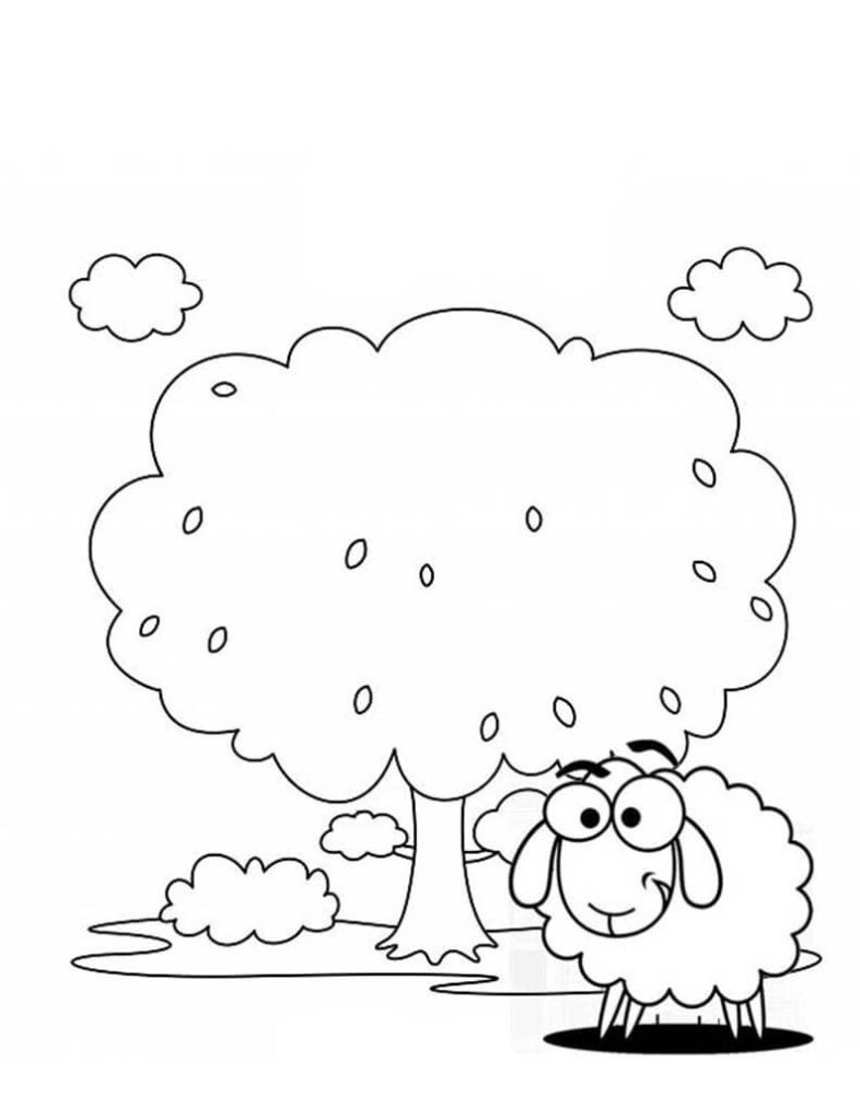 Dibujo Ovejas Comiendo Pasto Y Ovejas Durmiendo Para Imprimir Y Colorear