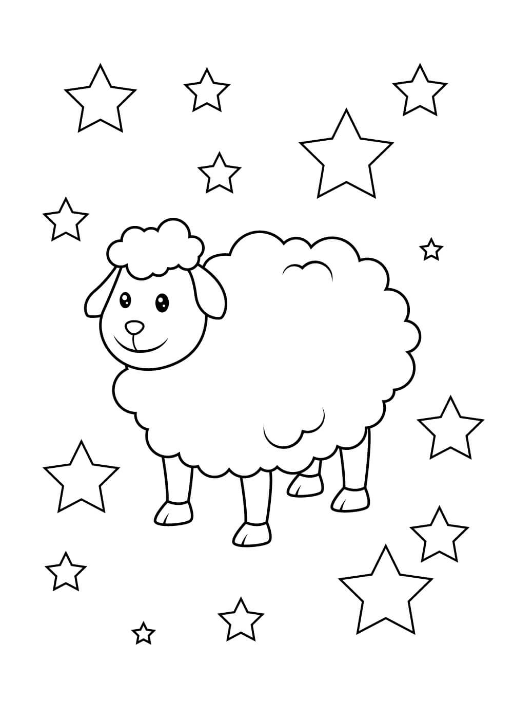 dibujo ovejas con animales para imprimir y colorear