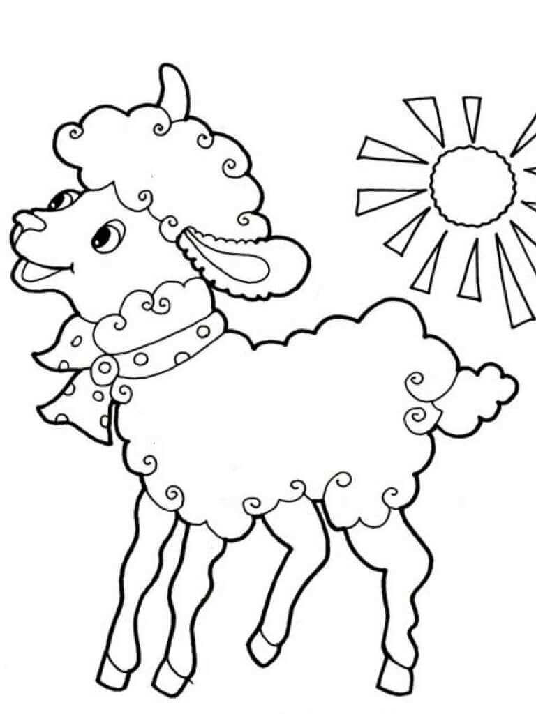 dibujo ovejas con estrellas para imprimir y colorear