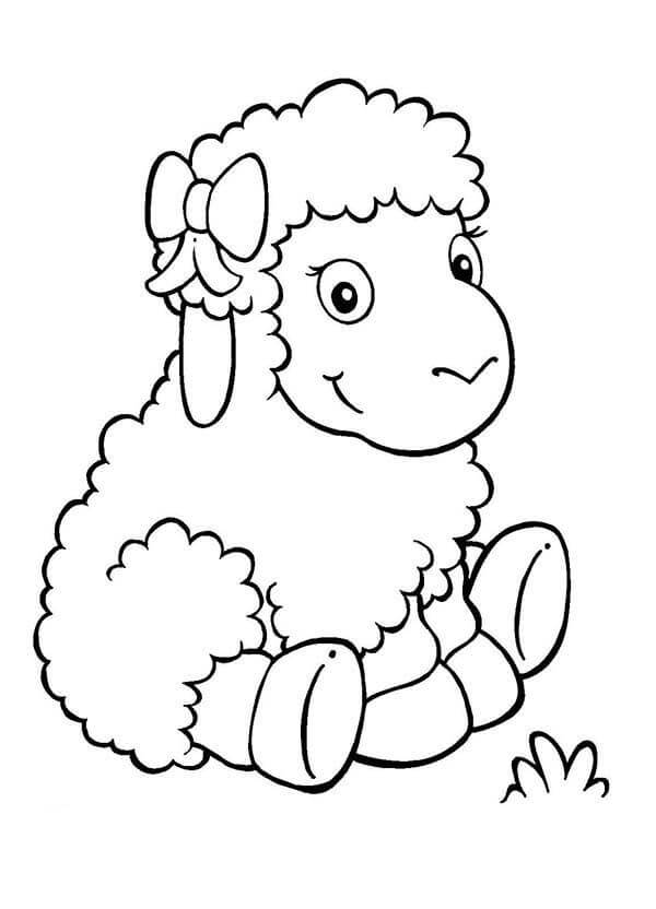 dibujo ovejas divertidas en la granja para imprimir y colorear