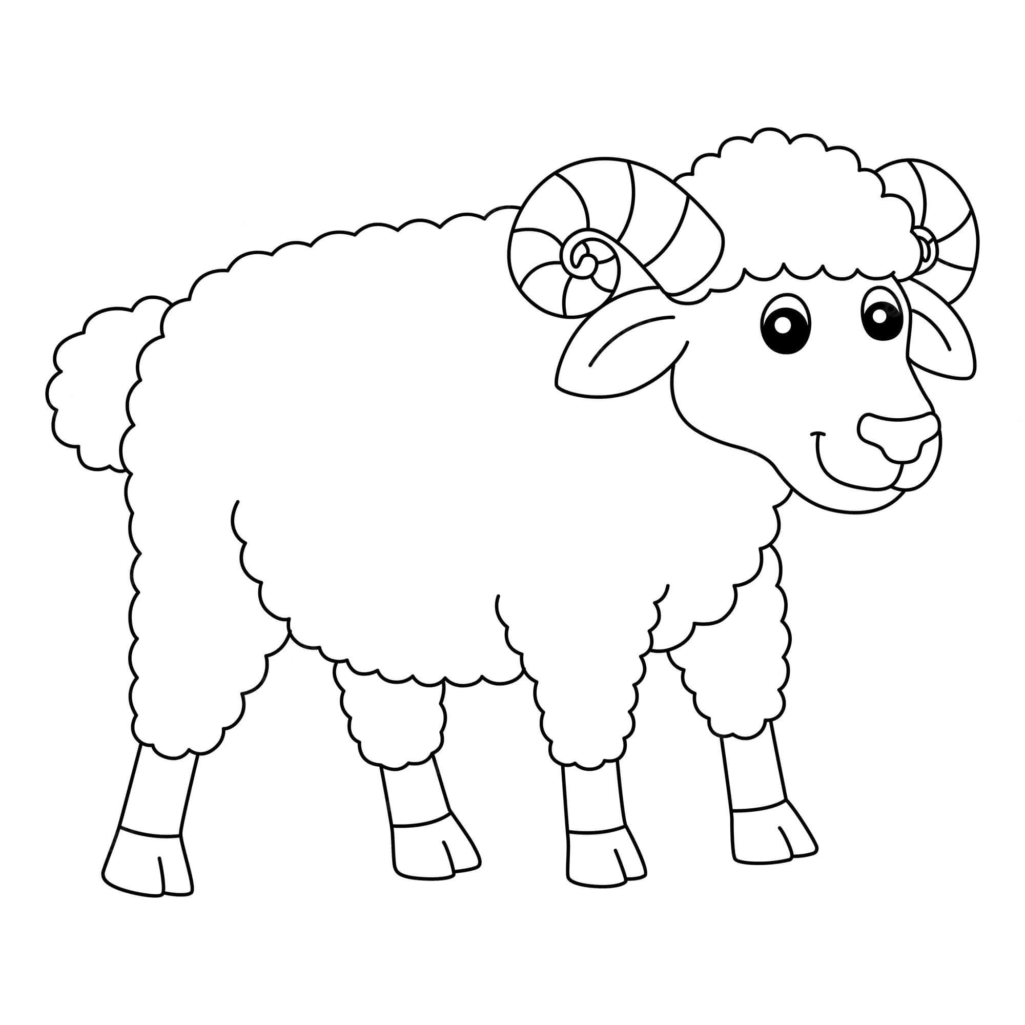 dibujo ovejas sonrientes lindas para imprimir y colorear
