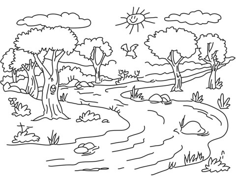 dibujos paisaje de playa pdf para colorear