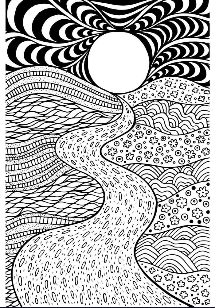 dibujos paisaje psicodelico para colorear