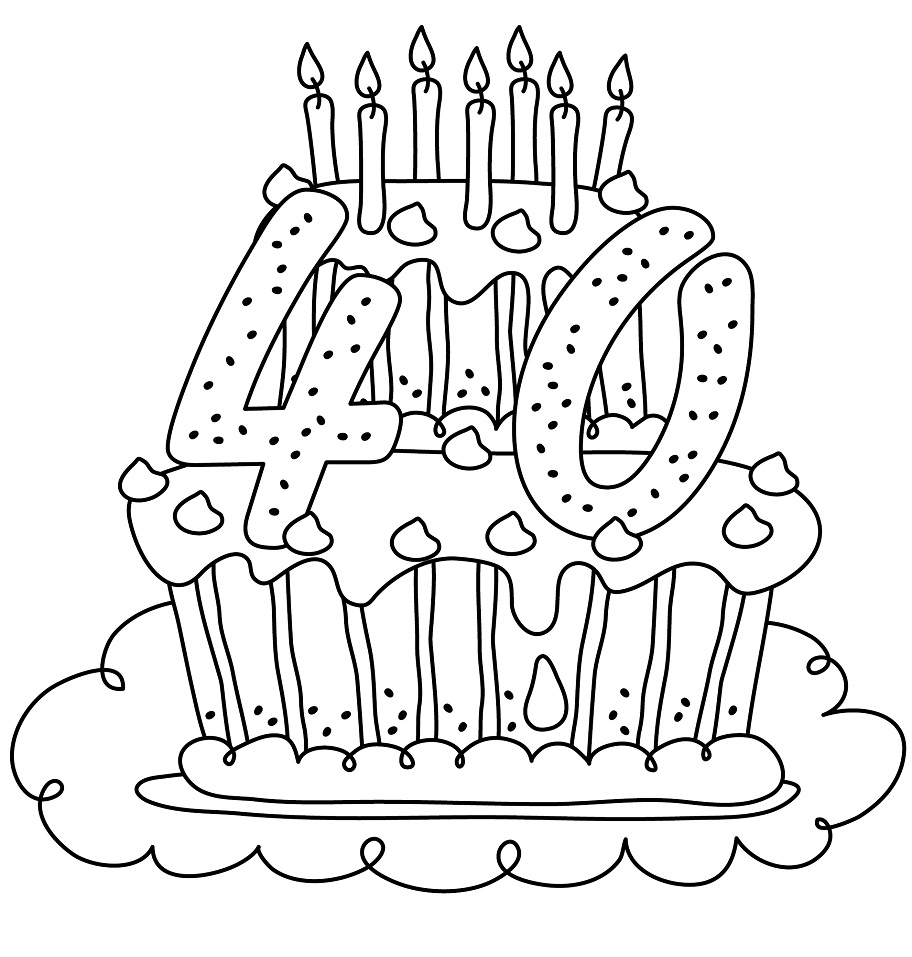 dibujo cumpleanos de 40 anos para colorear