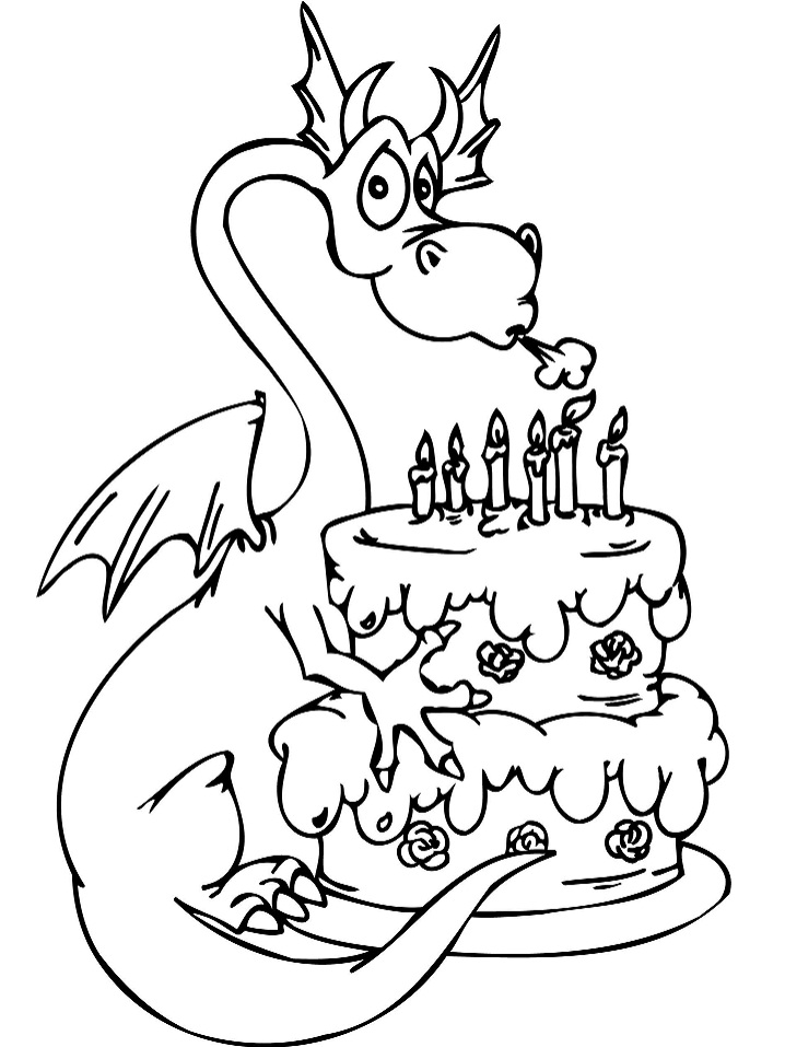 dibujo cumpleanos para dragon para colorear