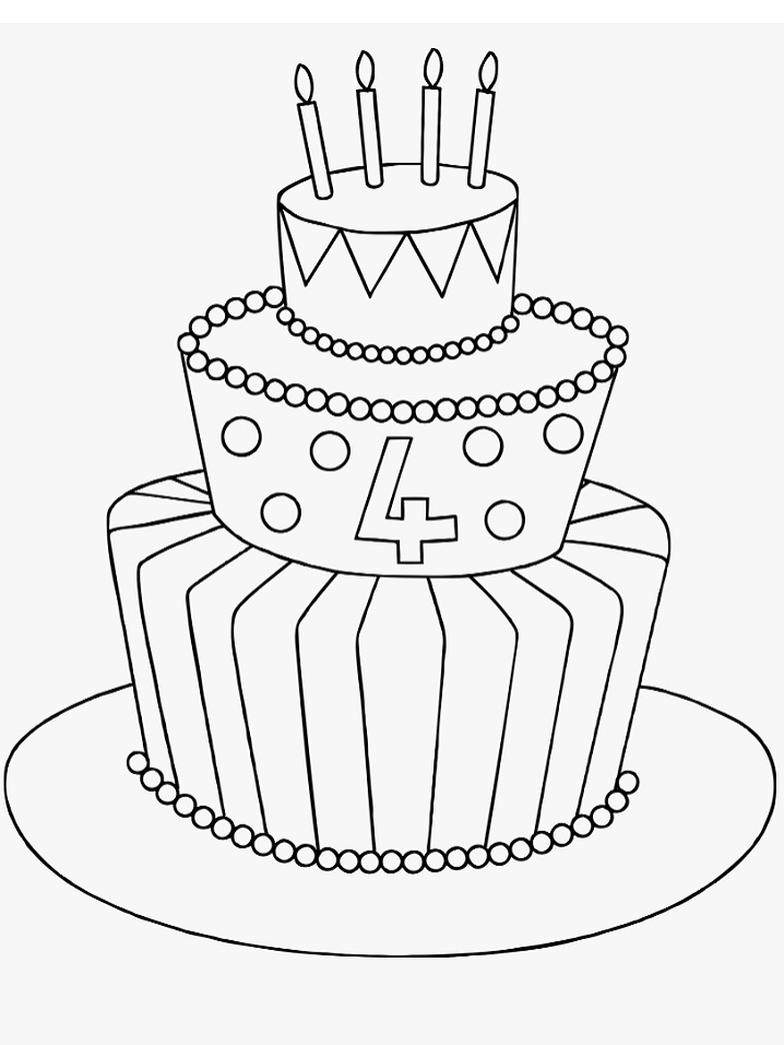 dibujo pastel de cumpleanos super feliz para colorear