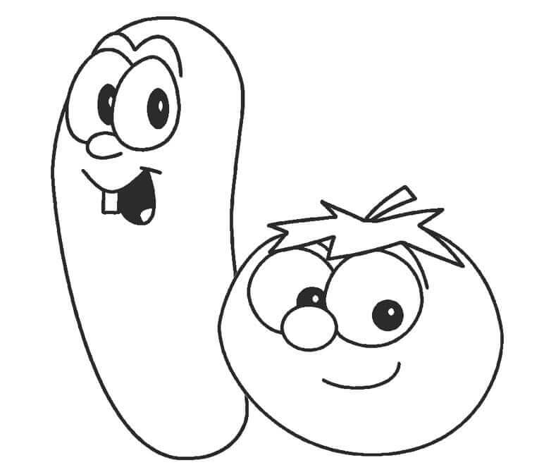 dibujo dibujos animados de pepino y tomate para colorear