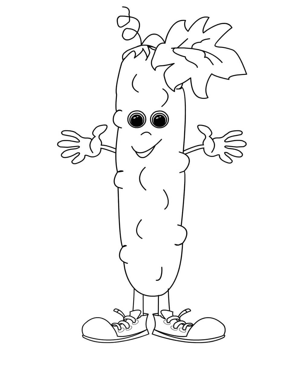 dibujo lindo pepino sonriendo para colorear