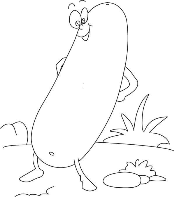 dibujo pepino de dibujos animados divertido para colorear