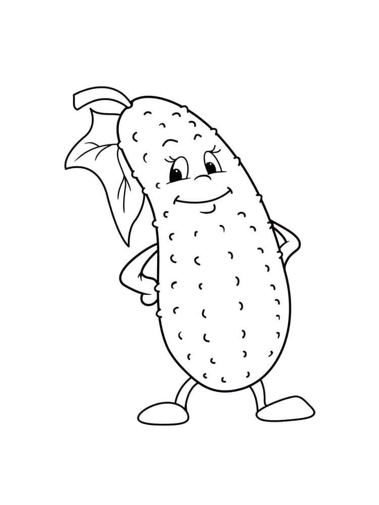 dibujo pepino feliz para colorear