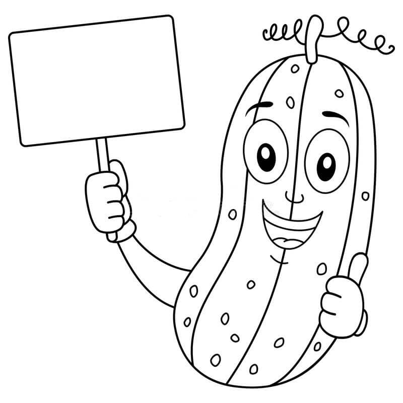 dibujo pepino sosteniendo una pizarra para colorear