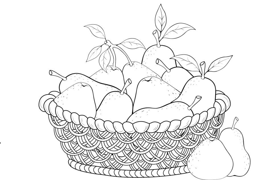 dibujo caja de peras para colorear