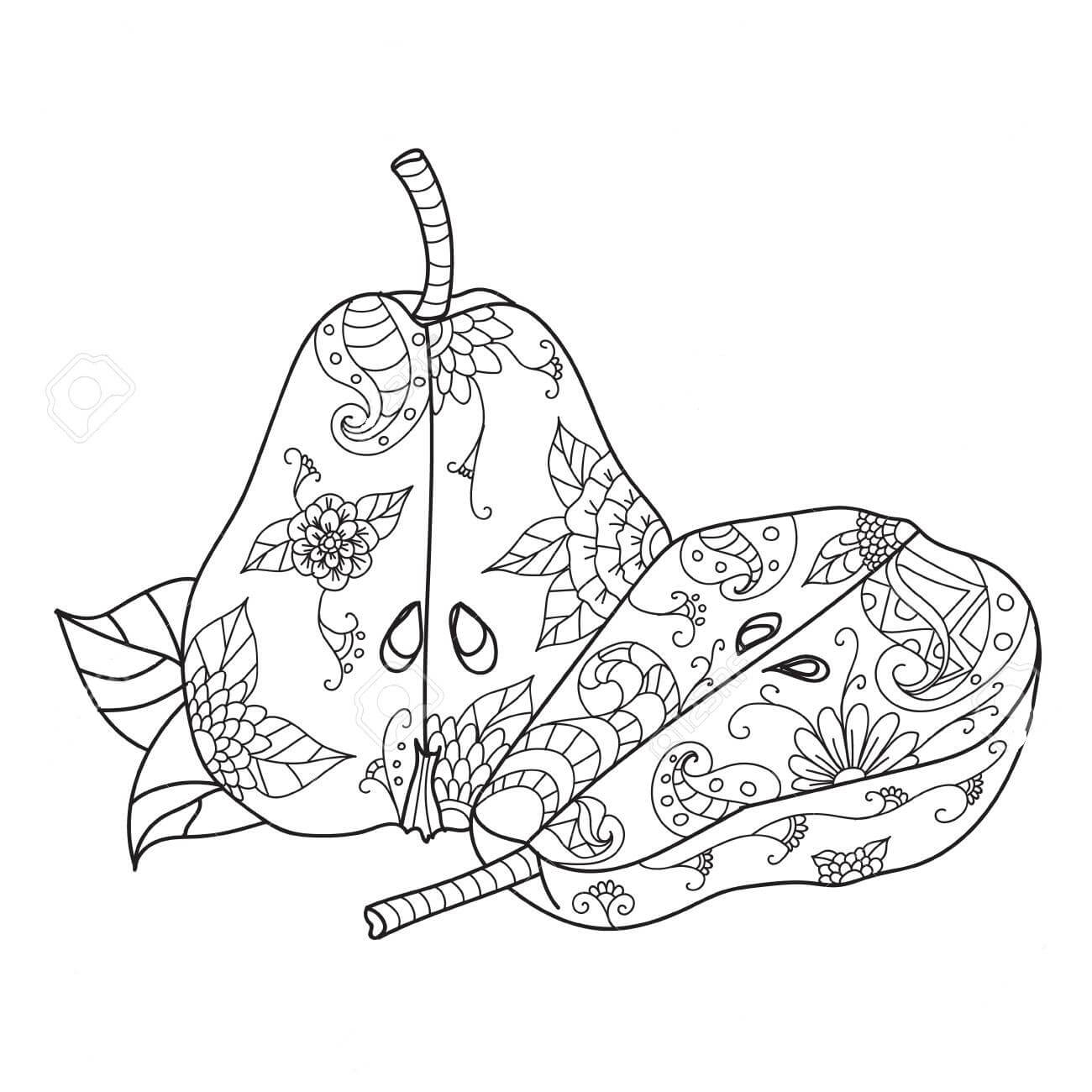 dibujo mandala de pera para colorear