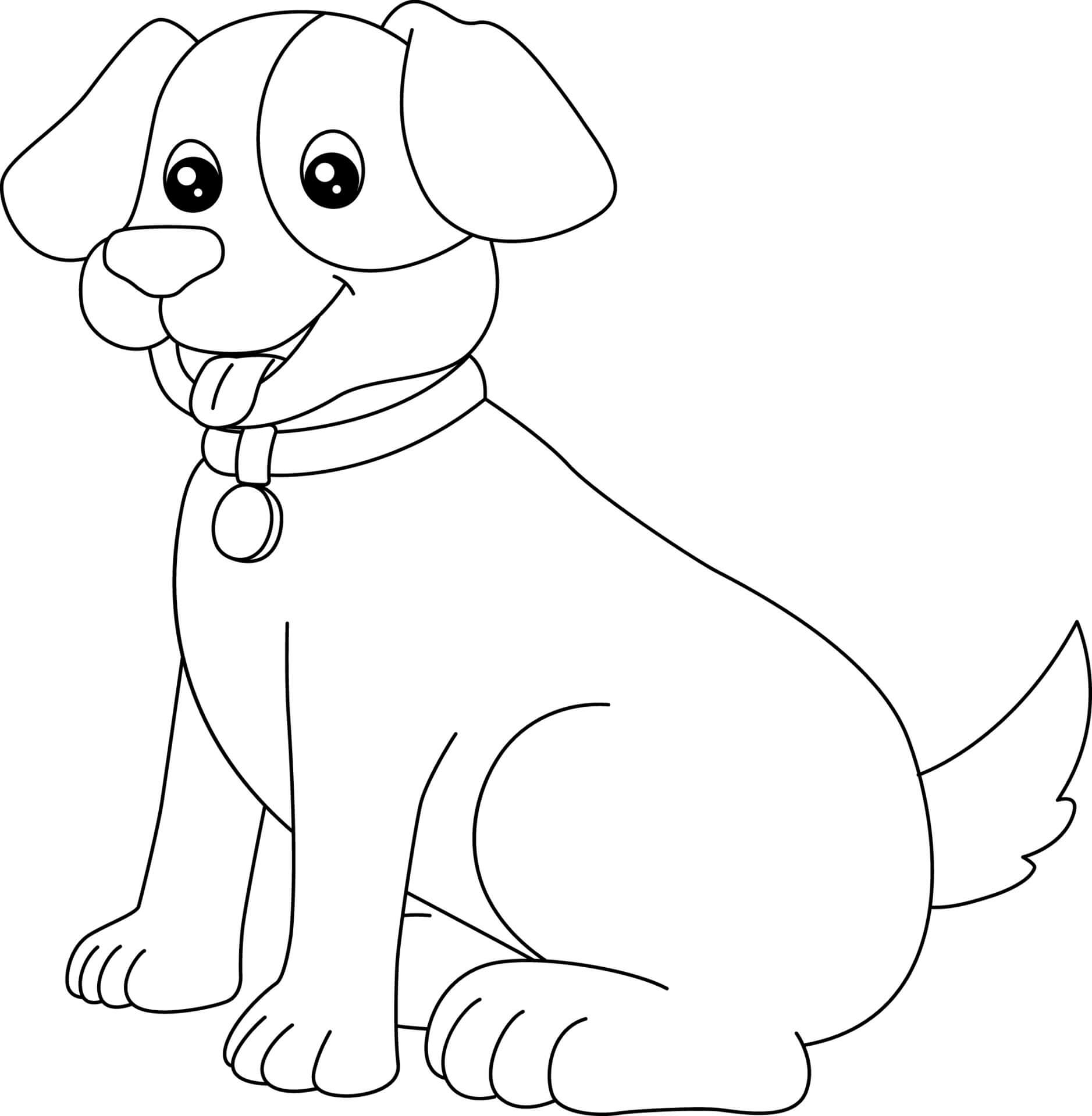 dibujo perro divertido sentado colorear