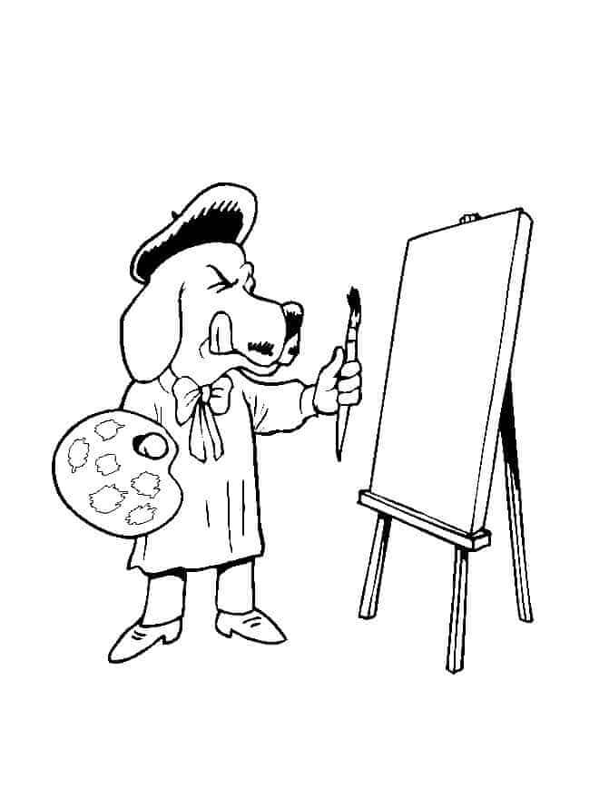 dibujo perro pintor colorear