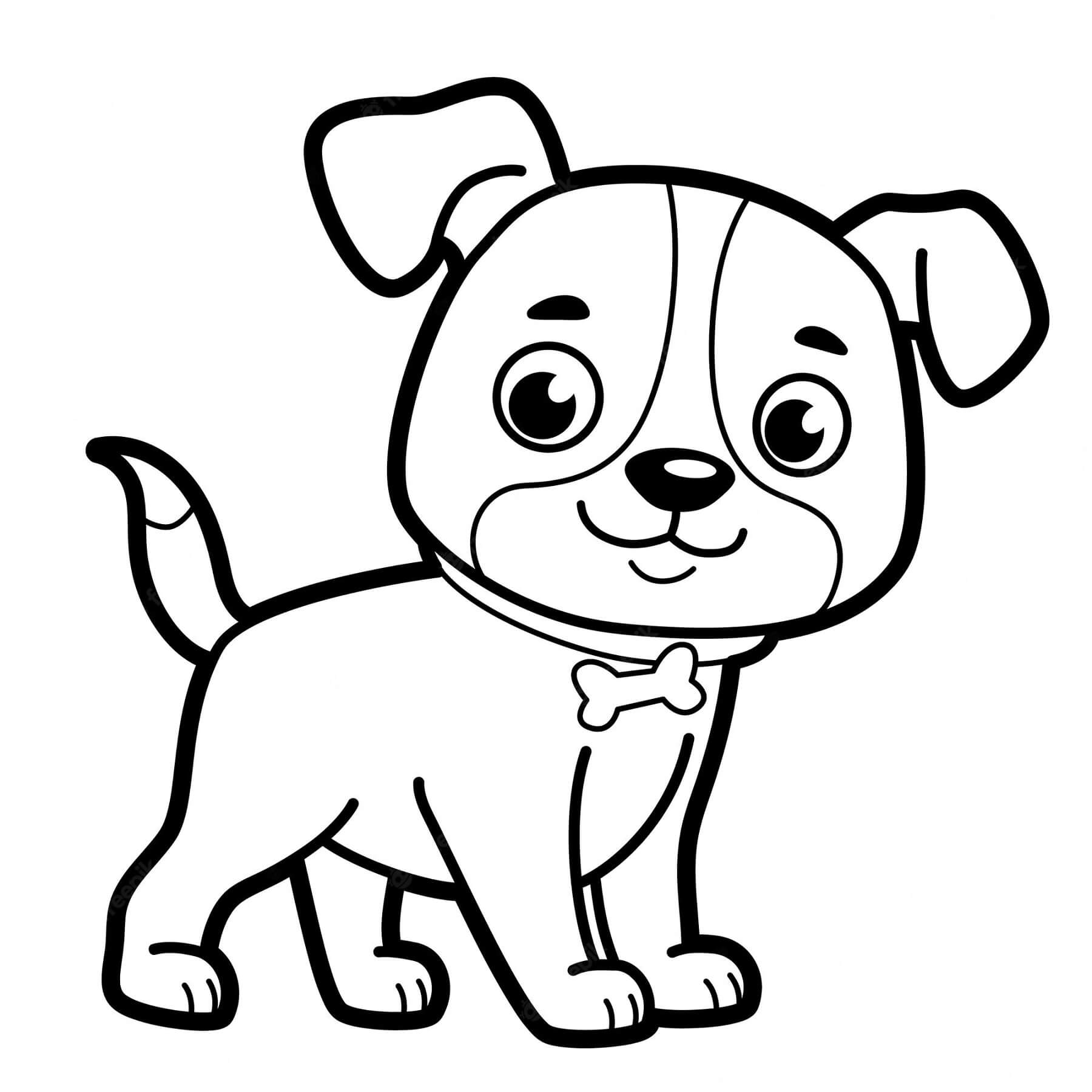 dibujo perro sonriente con mariposa colorear
