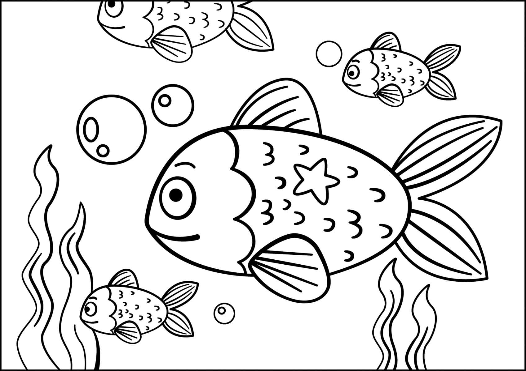 dibujo cuatro peces en el mar colorear
