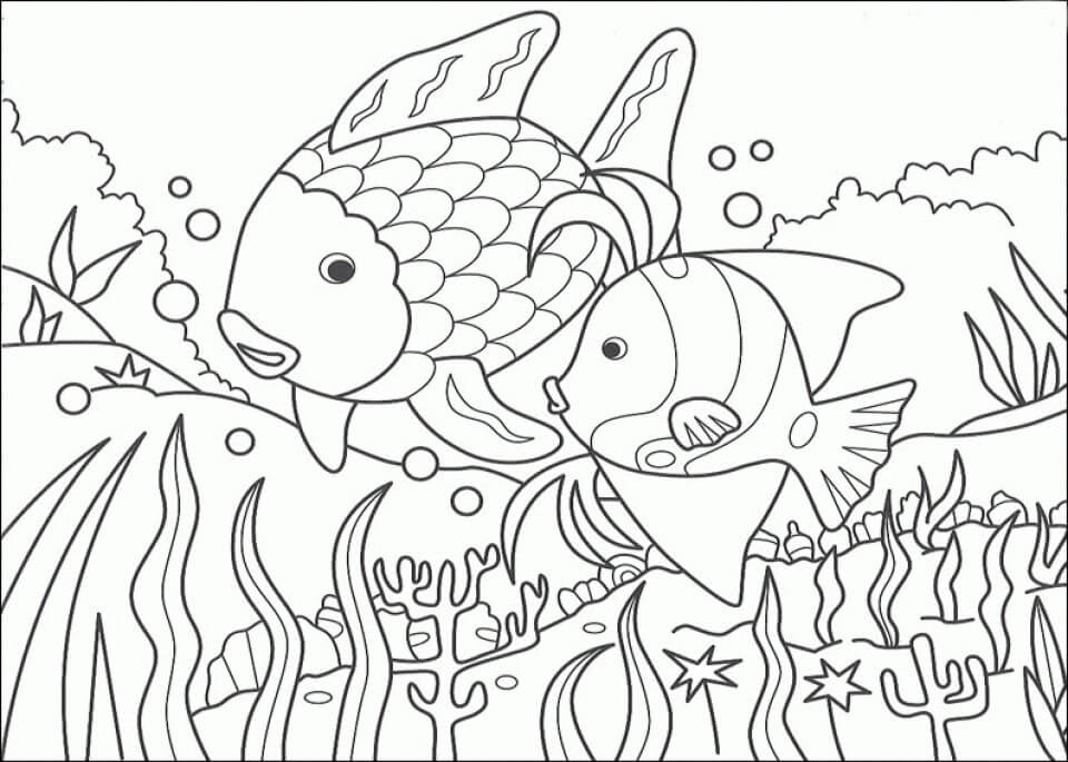 dibujo dos peces colorear