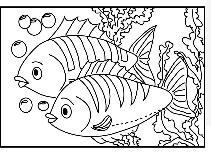 dibujo dos peces en el mar colorear