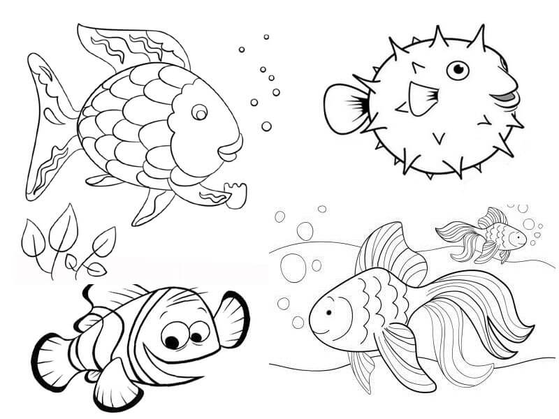 dibujo los peces de dibujos animados colorear
