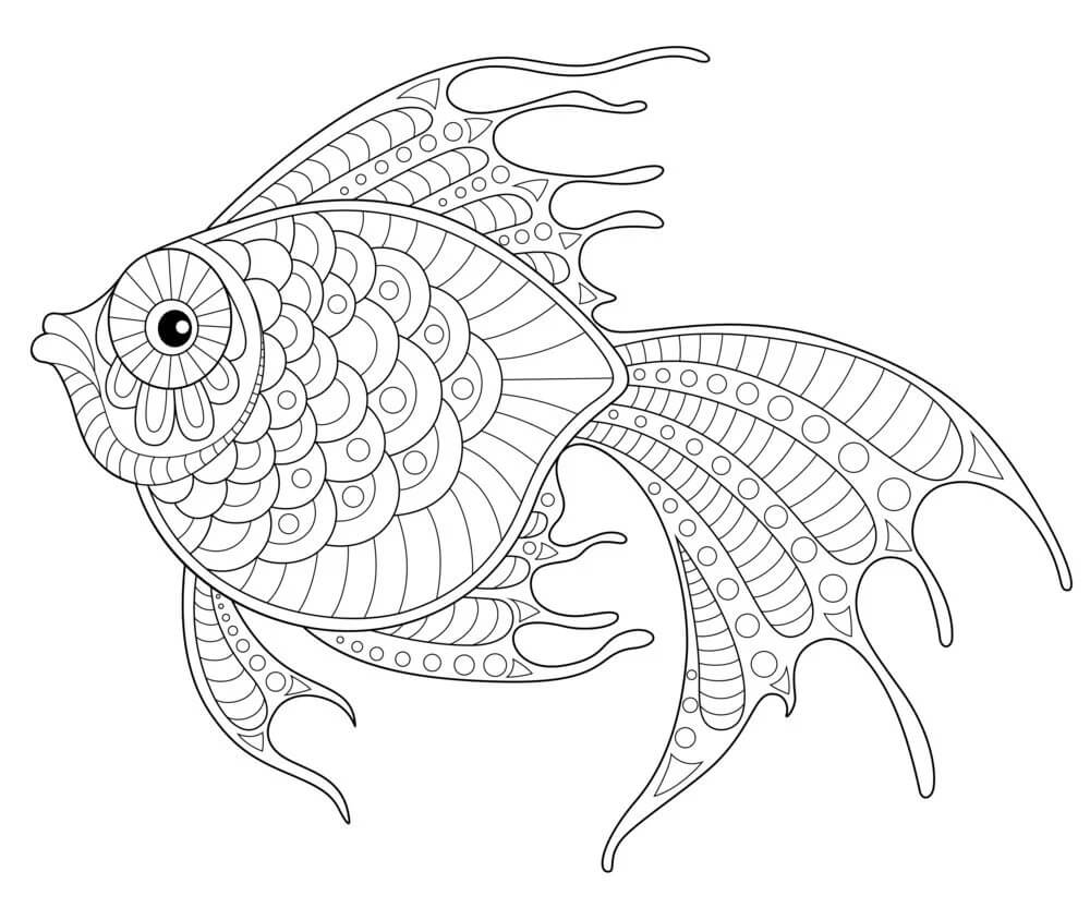 dibujo mandala de pez colorear