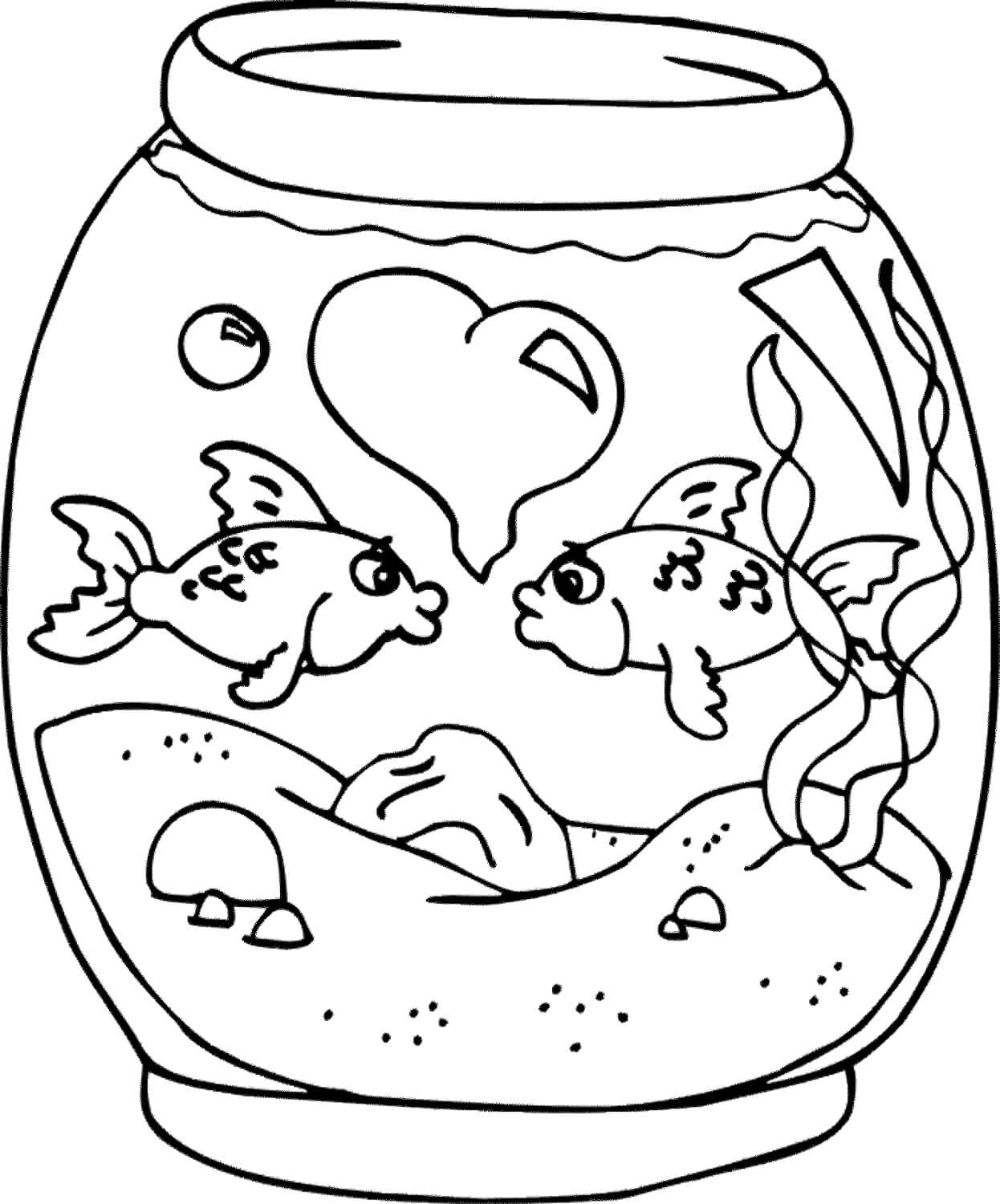 dibujo pareja pez en acuario colorear