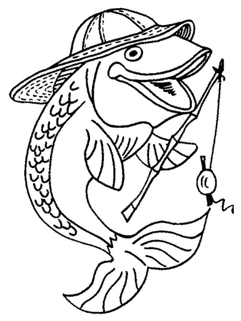 dibujo pescado de pescador colorear