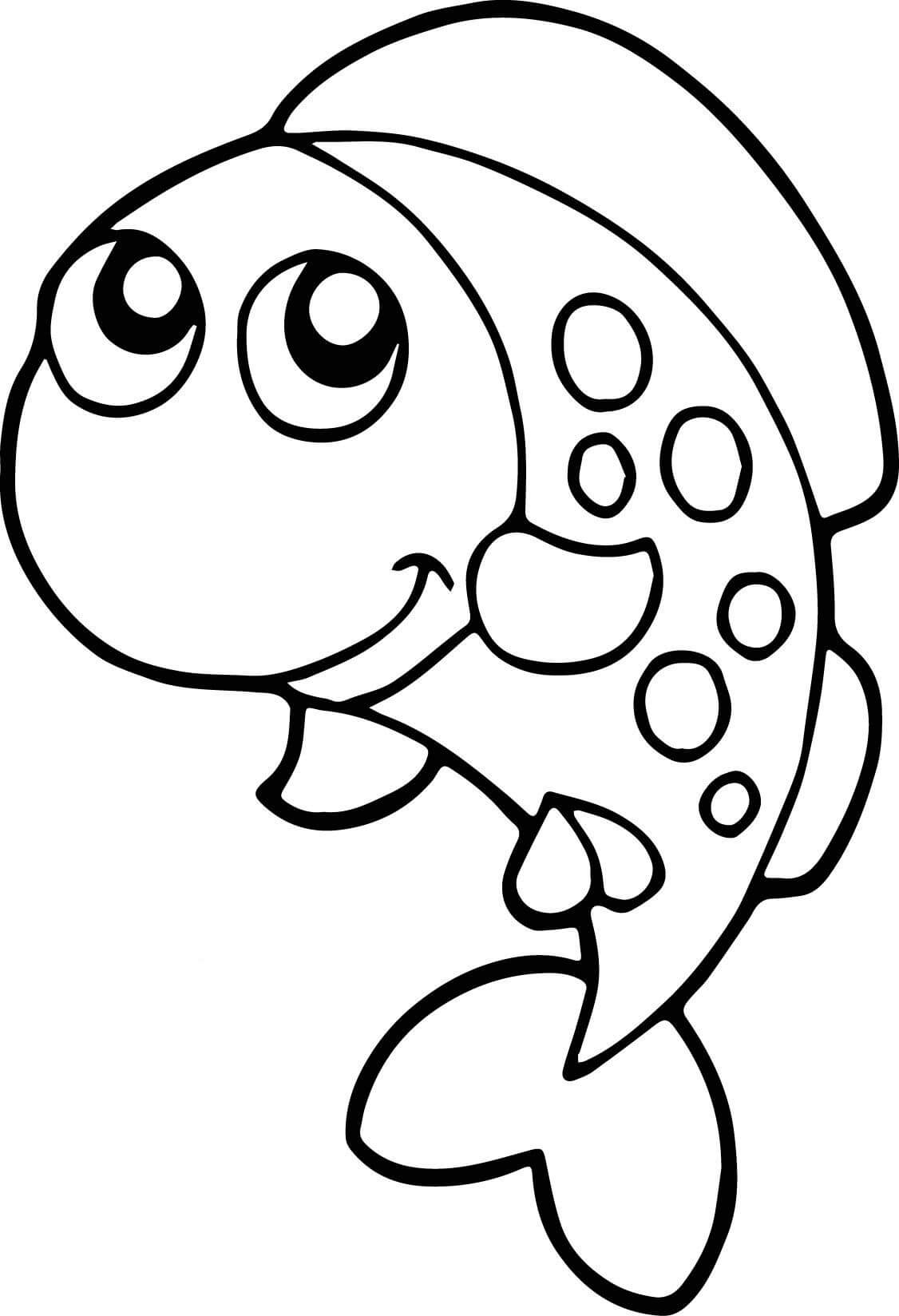 dibujo pez de dibujos animados sonriente colorear