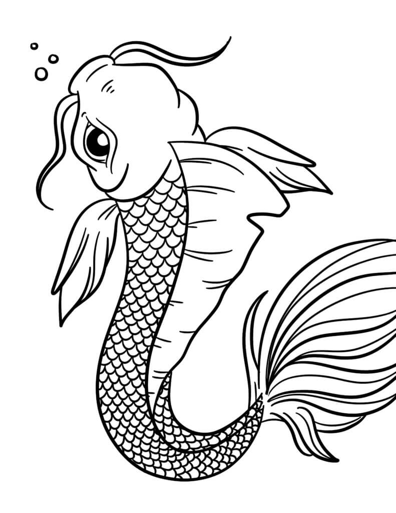 dibujo pez koi colorear