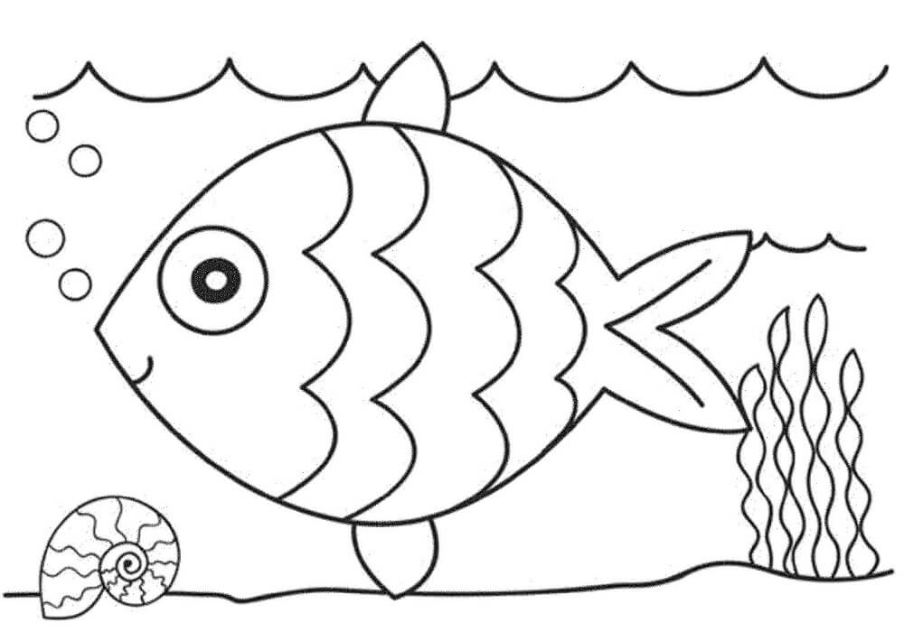 dibujo pez sonriente y caballito de mar colorear