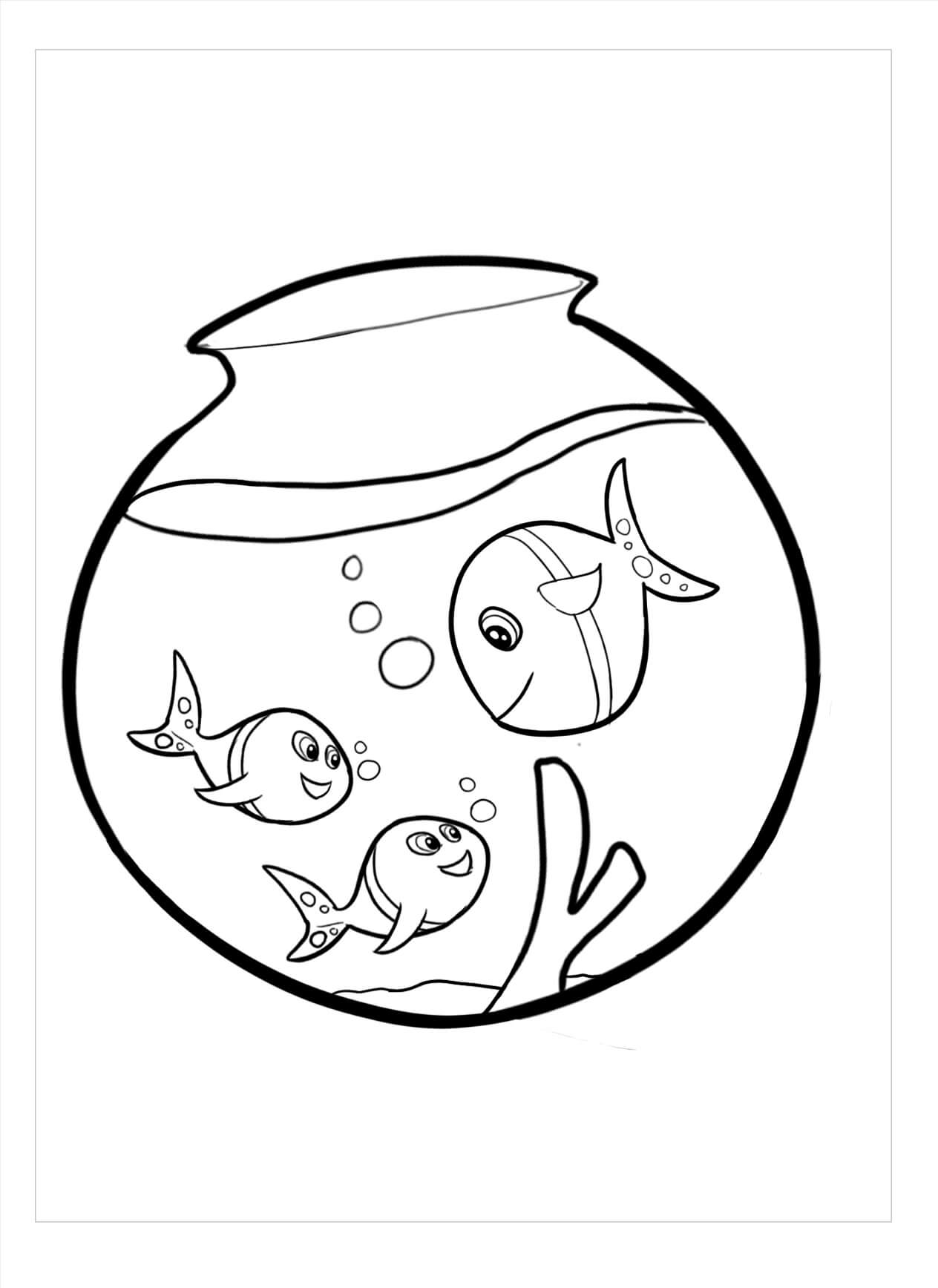 dibujo tres peces en el mar colorear