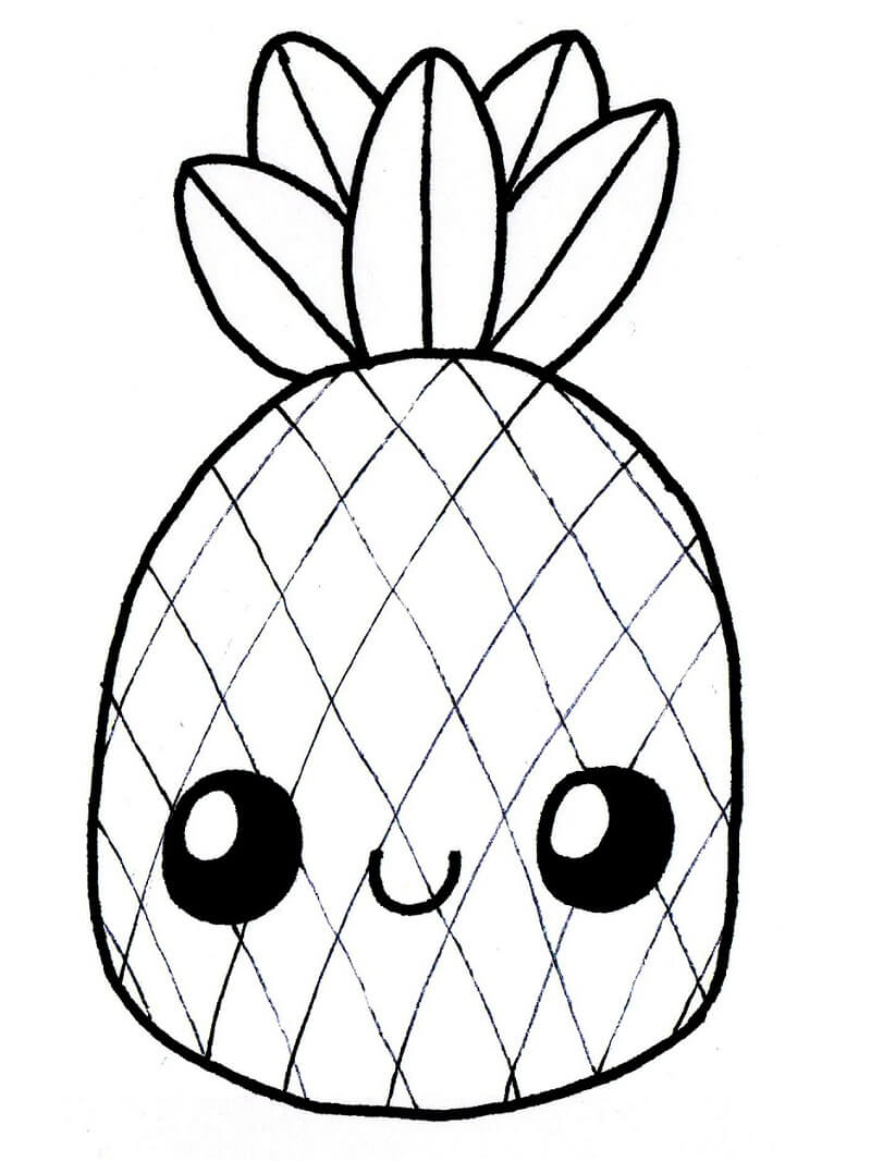 dibujo linda pina sonriendo para colorear