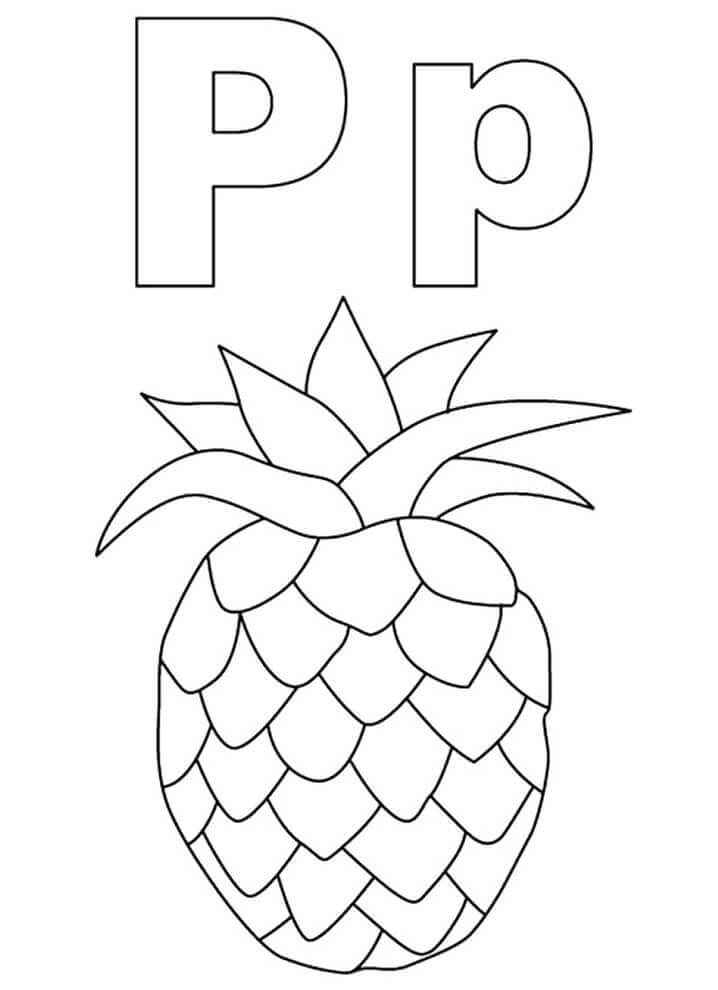 dibujo pina letra p para colorear