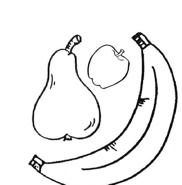 dibujo manzana y platano para colorear