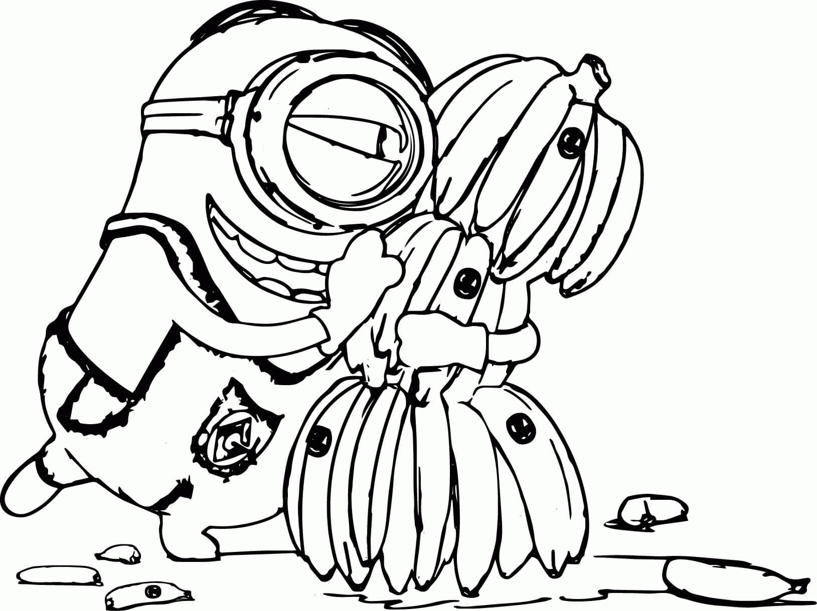 dibujo minion de dibujo con platano para colorear